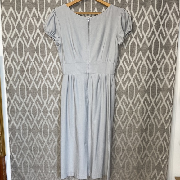 Stop Staring Pencil Dress Ashley Retro Stretch Cap-Sleeve in Dove Gray Size: Med - Picture 2 of 3